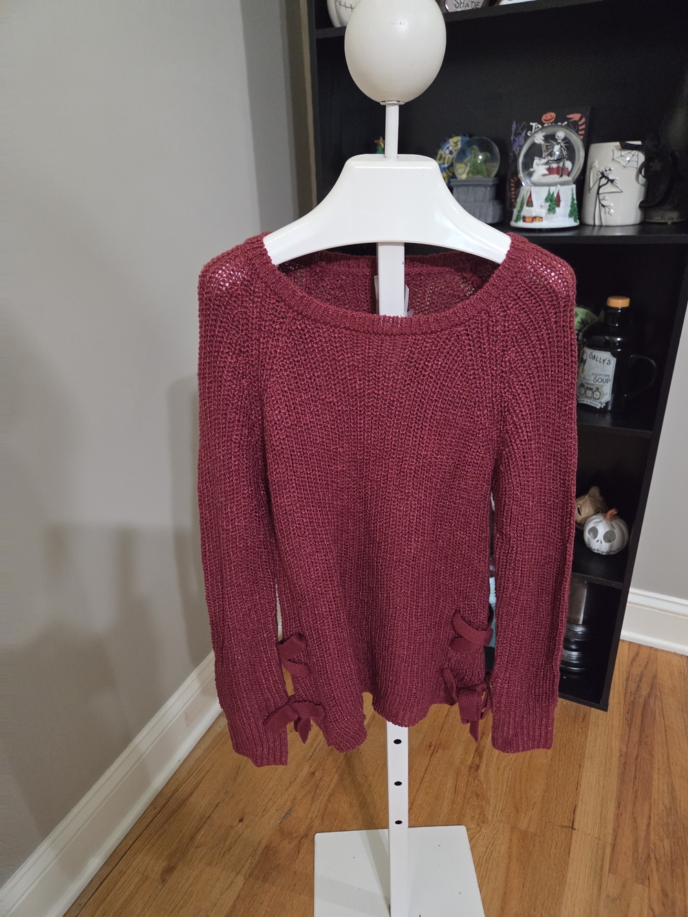 Arizona Jean Company Maroon Knit Sweater with Side Bow Accents